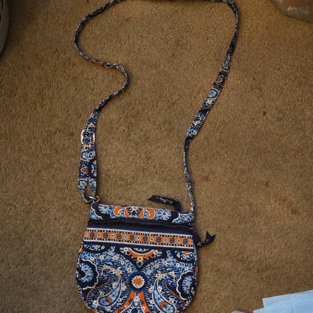 Stylish Blue and Orange Patterned Crossbody Bag